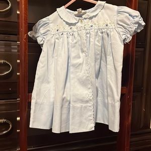 The Proper Peony Baby Blue Dress with floral embroidery.